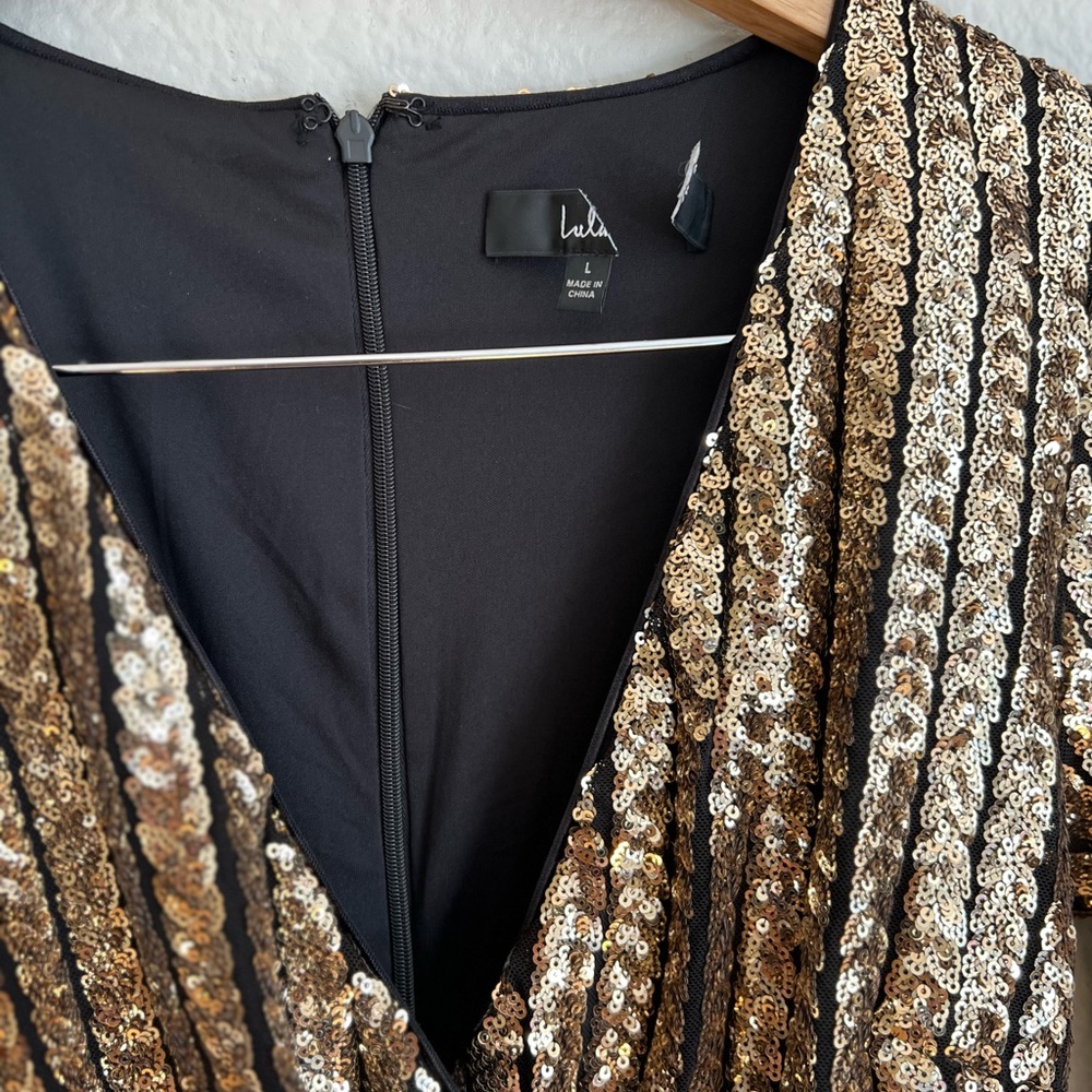 NWOT Love Lasts Forever Gold Sequin Long Sleeve Maxi Dress, Stunning! - Picture 9 of 9